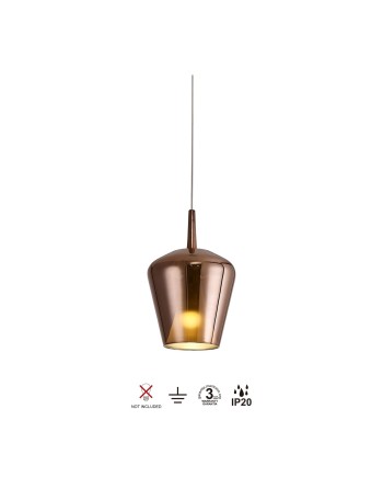 ELSA * COLGANTE CRISTAL CAMPANA - E27 - COBRE + OPAL ( SIN BASE)
